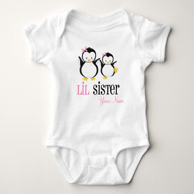 Little Sister Penguin Personlig Rosa Shirt T-shirt (Framsida)