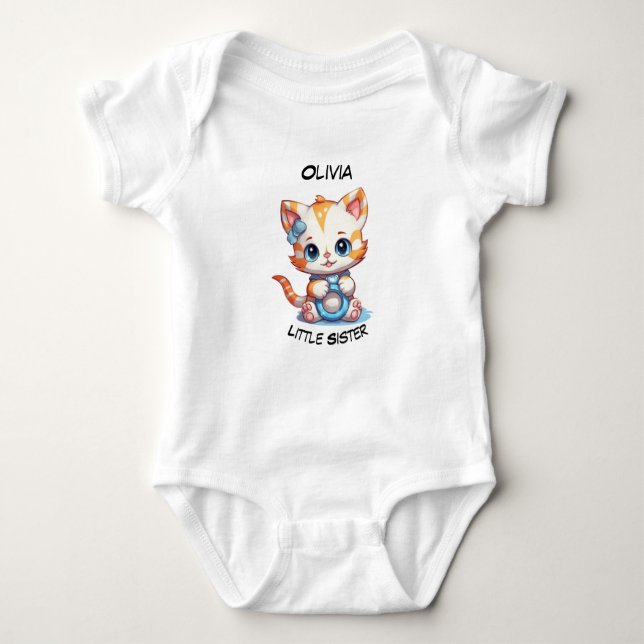 Little Sister Personlig Baby Bodykostym T Shirt (Framsida)