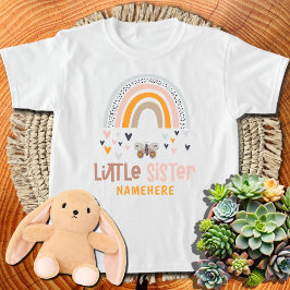Little Sister Personlig Namn Cute Rainbow T Shirt