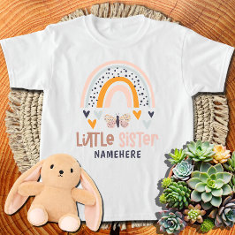 Little Sister Personlig Namn Cute Rainbow T Shirt