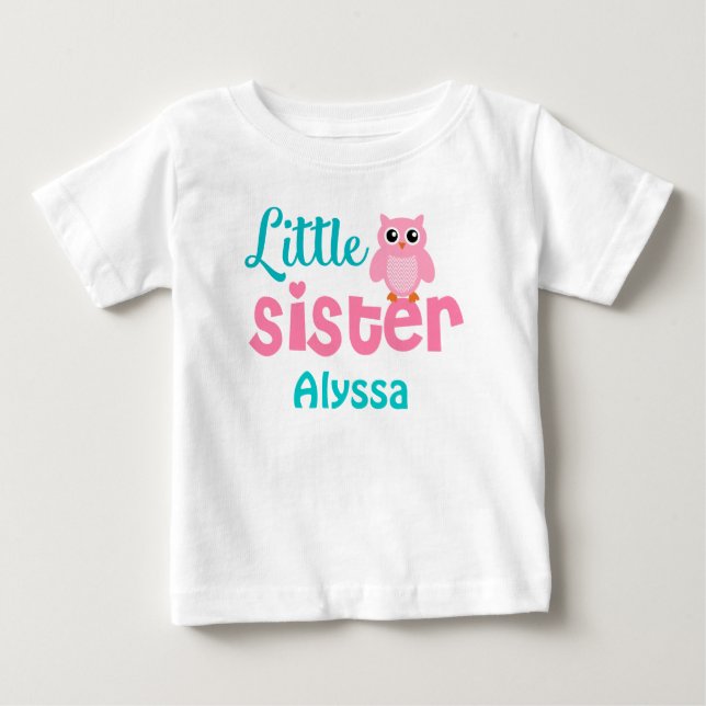 Little Sister Rosa Teal Personlig shirt T-shirt (Framsida)