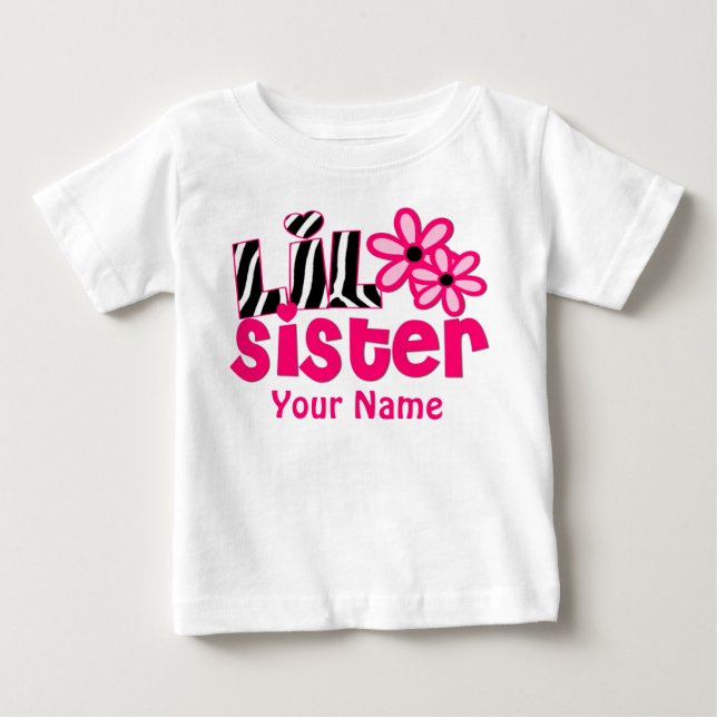 Little Sister Rosa Zebra Personlig Shirt Tee (Framsida)