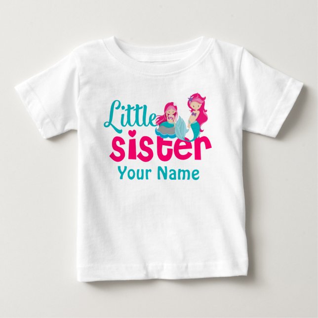 Little Sister Sjöjungfru Personlig Shirt Tee (Framsida)