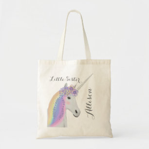 Little Sister Unicorn Rainbow Flowers Fantasy Tygkasse