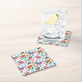 Little Sjöjungfru Birthday Pappersservett Underlägg Papper Kvadrat