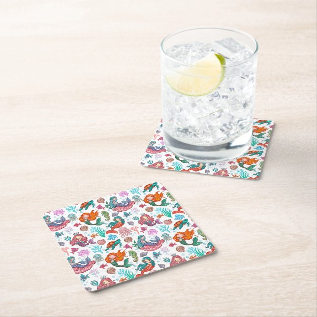 Little Sjöjungfru Birthday Pappersservett Underlägg Papper Kvadrat (Insitu)