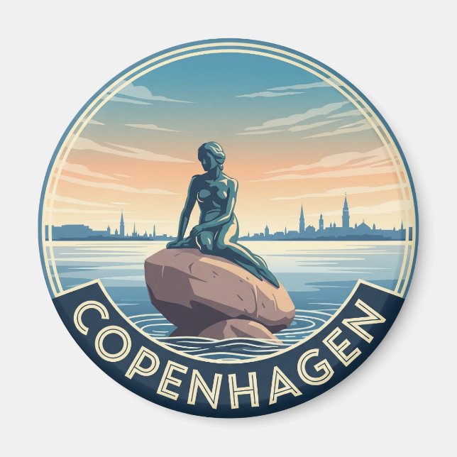 Little Sjöjungfru Copenhagen Danmark Travel Magnet (Framsidan)