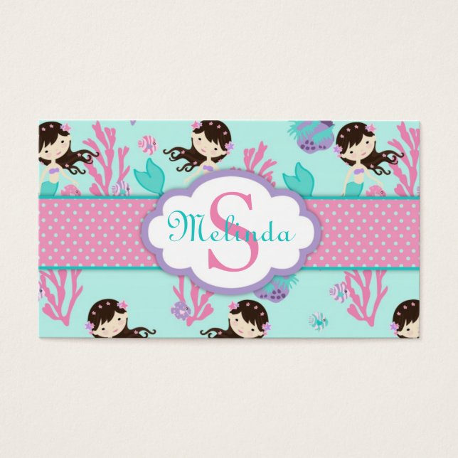 Little Sjöjungfru Gift Märkre M Brunette Visitkort (Framsidan)