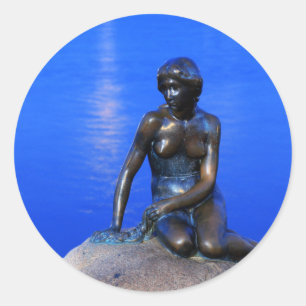 Little sjöjungfru staty, Köpenhamn, Danmark Runt Klistermärke