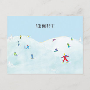 Little Skiers på Snowy Backe Personlig Vykort