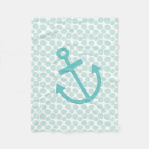 Little Skipper Nautical Anchor och Dots Mönster Fleecefilt