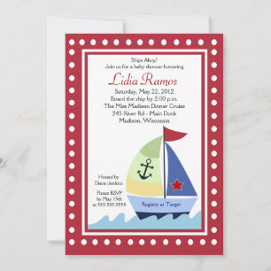 Little Skipper Sailboat-boat 5x7 Baby Shower-inbju Inbjudningar