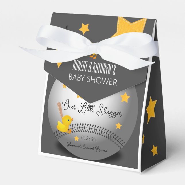 "Little Slugger" Baby Shower-favoriter Presentaskar (Framsidan Sidan)