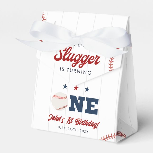 Little Slugger Baseball 1st Birthday Presentaskar (Framsidan Sidan)