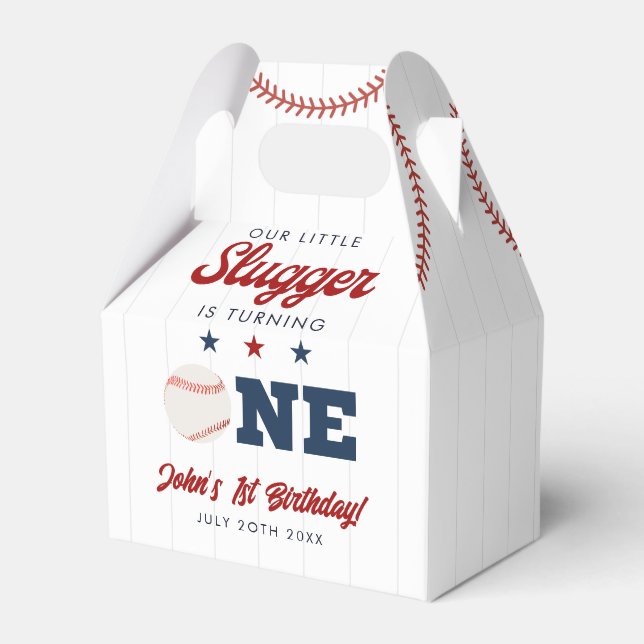 Little Slugger Baseball 1st Birthday Presentaskar (Framsidan Sidan)