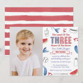 Little Slugger Baseball 3th Birthday Party Photo Inbjudningar