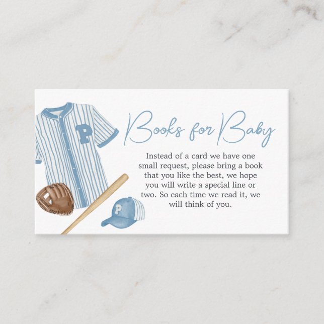 Little Slugger Baseball Baby Shower Bokar för Baby Tilläggskort (Framsida)