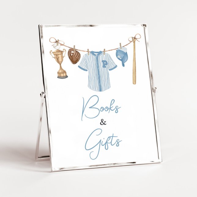 Little Slugger Baseball Baby Shower Bokar och pres Poster (Baseball Little Slugger Baby Shower Books and Gifts Sign)