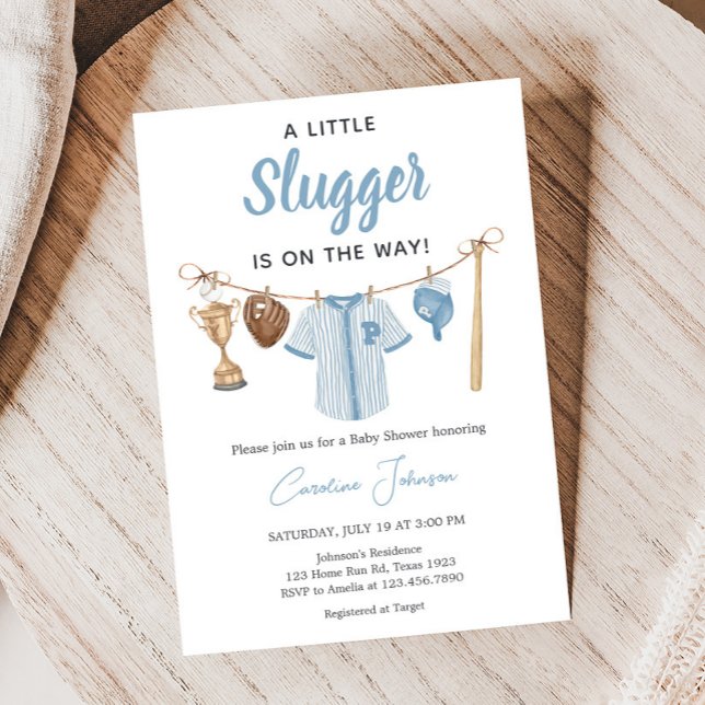 Little Slugger Baseball Baby Shower Inbjudningar (Baseball Little Slugger Baby Shower Invitation)