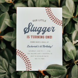 Little Slugger Baseball Boys 1st Birthday Party Inbjudningar