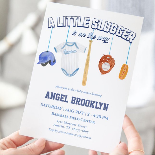 Little Slugger Baseball Mobile Baby Shower Inbjudningar (Skapare uppladdad)
