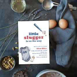 Little Slugger Baseball Shirt Bottle Baby Shower Inbjudningar
