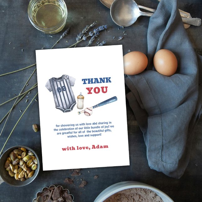 Little Slugger Baseball Shirt Boy Baby Shower  Tack Kort (Little Slugger Baseball Shirt Boy Baby Shower Thank You Card)