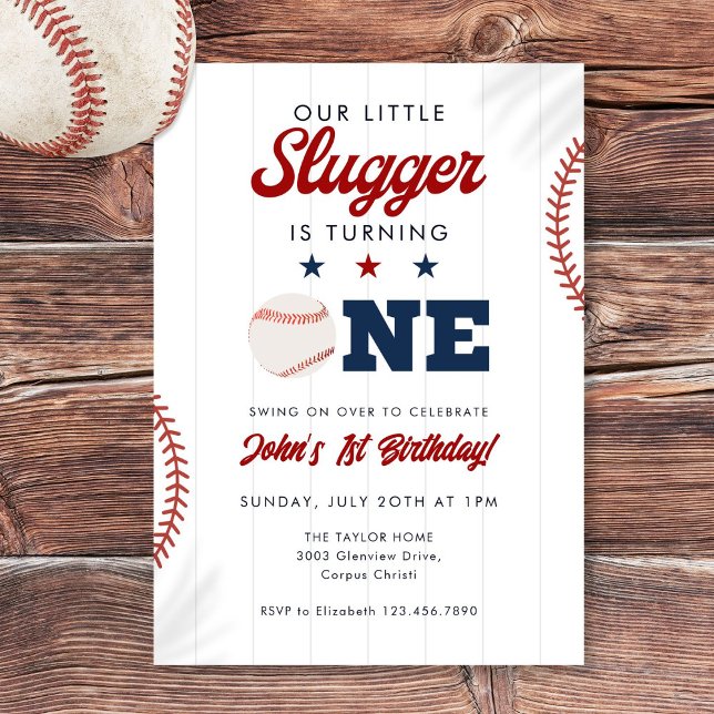 Little Slugger Baseboll 1-årsdag Inbjudningar (Little Slugger Baseball 1st Birthday Invitation)