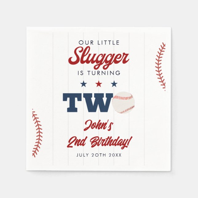 Little Slugger Baseboll 2-årsdag Pappersservett (Framsidan)