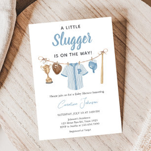 Little Slugger Baseboll Baby Shower  Inbjudningar