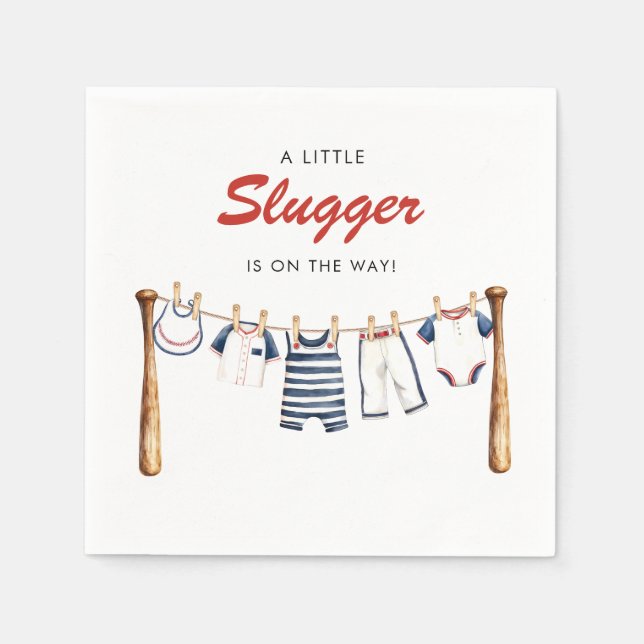 Little Slugger Baseboll Baby Shower Servetter (Framsidan)