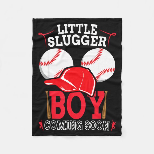 Little Slugger Boy Coming Soon Baby Announcement B Fleecefilt (Framsidan)