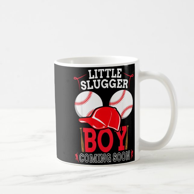 Little Slugger Boy Coming Soon Baby Announcement B Kaffemugg (Höger)