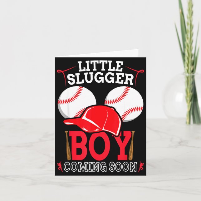 Little Slugger Boy Coming Soon Baby Announcement B Kort (Framsida)