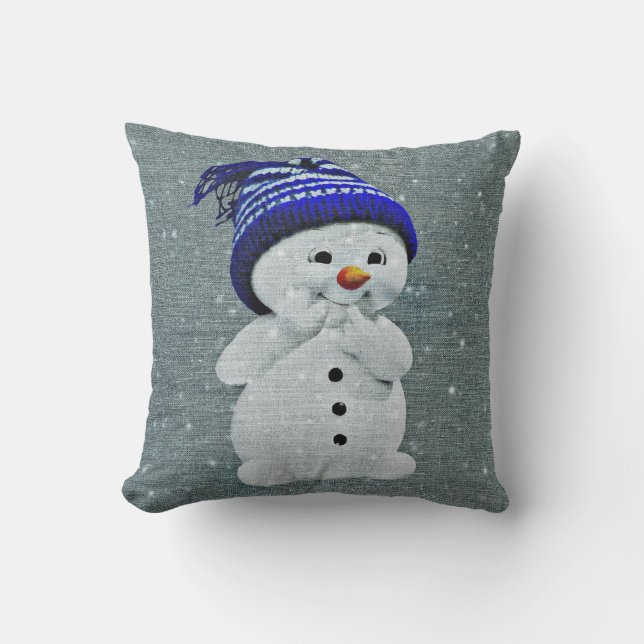 Little Snögubbe Dekorativ kudde 16 tum x 16 tum (Framsida)