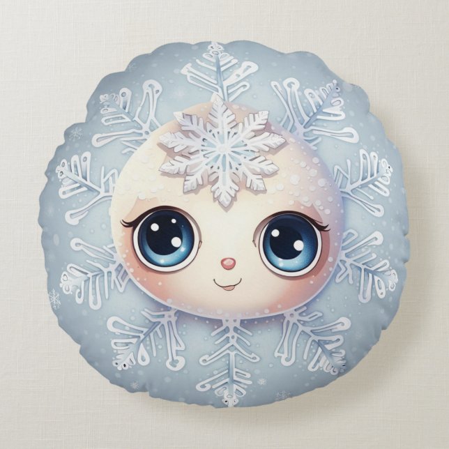 Little Snowflake 1 Rund Kudde (Framsidan)