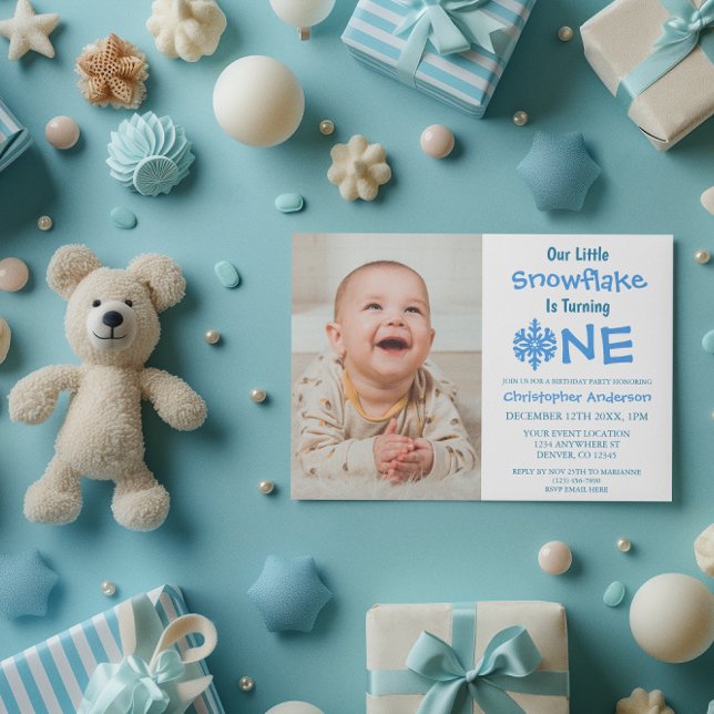 Little Snowflake 1st Birthday Inbjudningar (Skapare uppladdad)