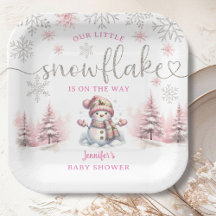 Little Snowflake Baby Shower Girl Rosa Papper