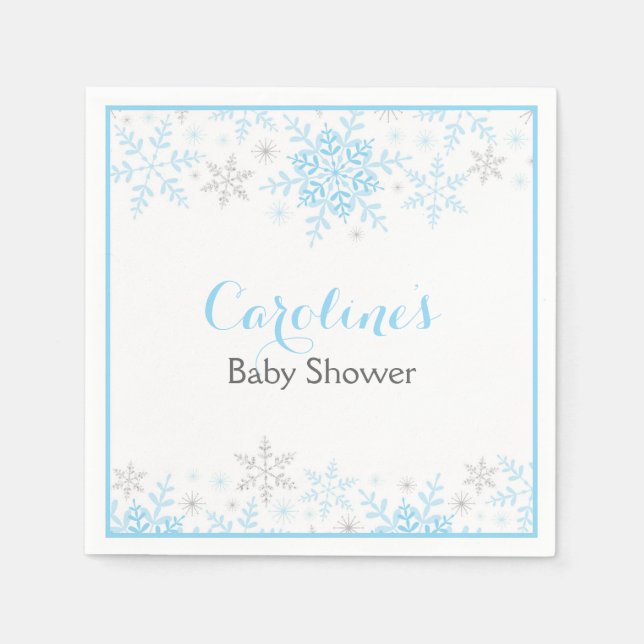 Little Snowflake Baby Shower Napkin Pappersservett (Framsidan)