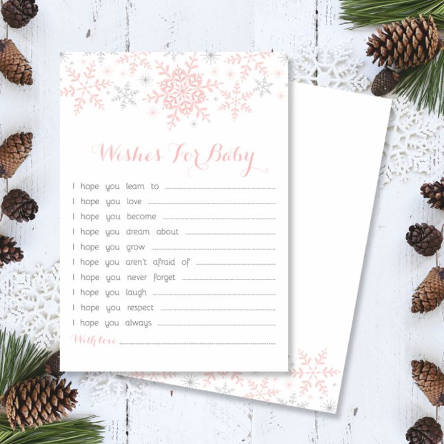 Little Snowflake Baby Shower Önskemål, Rosa och Si Inbjudningar (Skapare uppladdad)