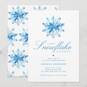Little Snowflake Blue Boy Baby Shower Inbjudningar