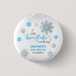 Little Snowflake Blue Silver Glittery Baby Shower  Knapp