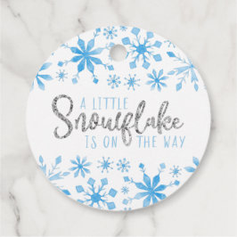 Little Snowflake Blue Watercolor Baby Shower Gåvor Etiketter