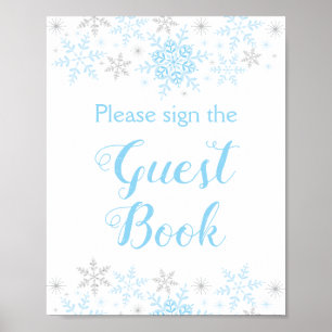 Little Snowflake Boy Shower Guest Bok-tecken Poster