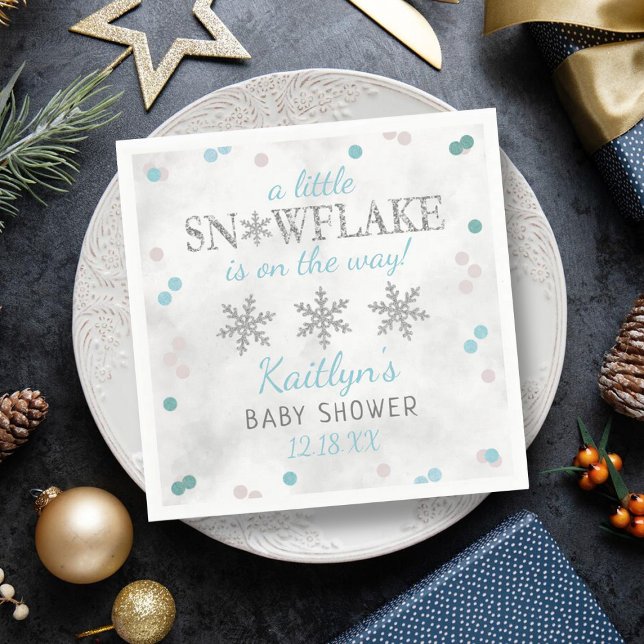 Little Snowflake Boys Winter Baby Shower Pappersservett (Skapare uppladdad)