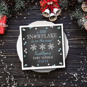 Little Snowflake Boys Winter Baby Shower Pappersservett