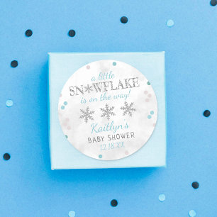 Little Snowflake Boys Winter Baby Shower Runt Klistermärke