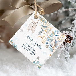 Little Snowflake Clothesline Winter Blue Thank You Gåvor Etiketter