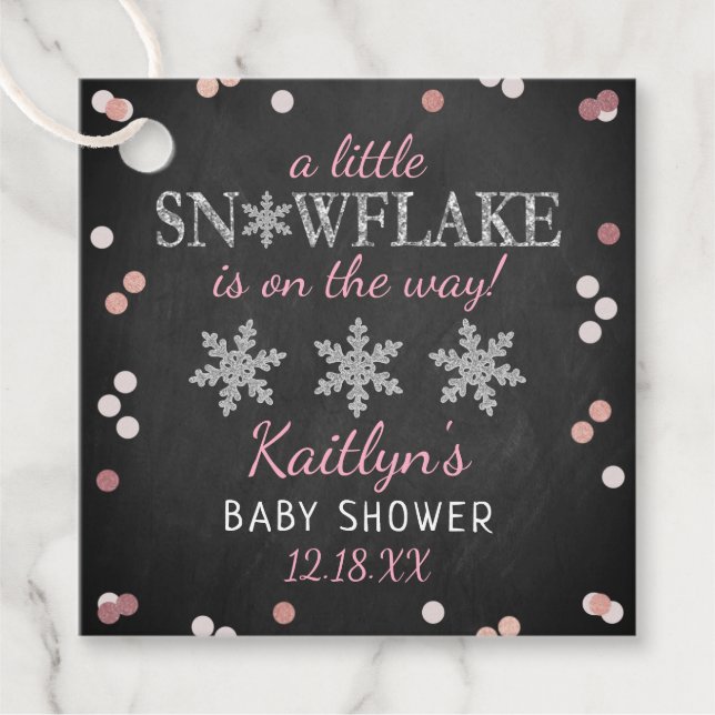 Little Snowflake Girls Winter Baby Shower Gåvor Etiketter (Framsida)