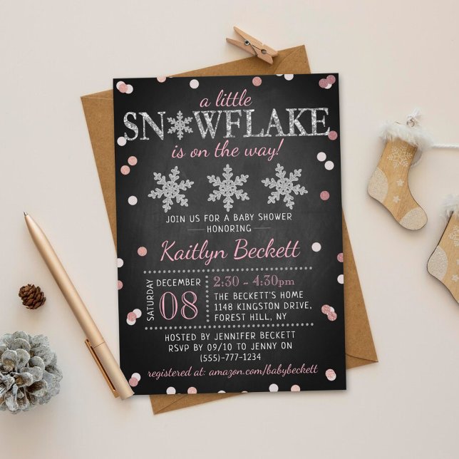 Little Snowflake Girls Winter Baby Shower Inbjudningar (Skapare uppladdad)